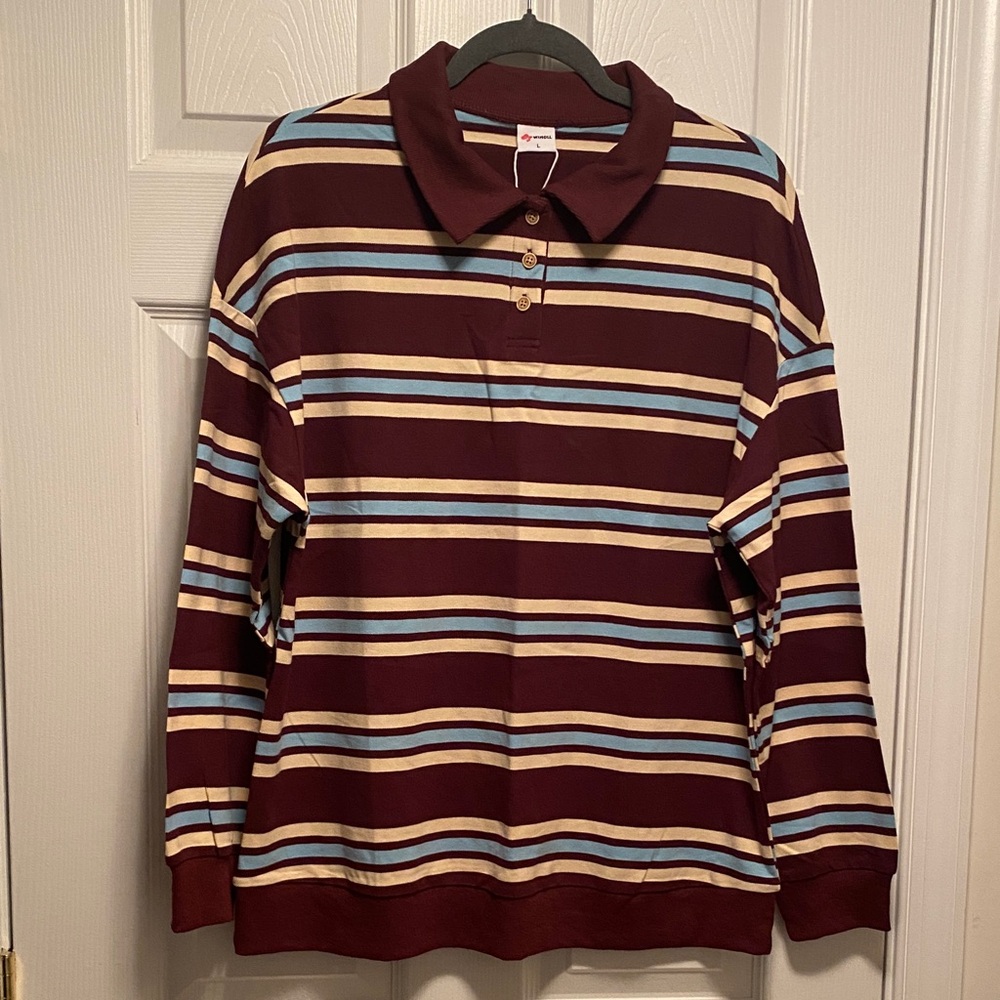 Wiholl Striped Long Sleeve Polo Shirt